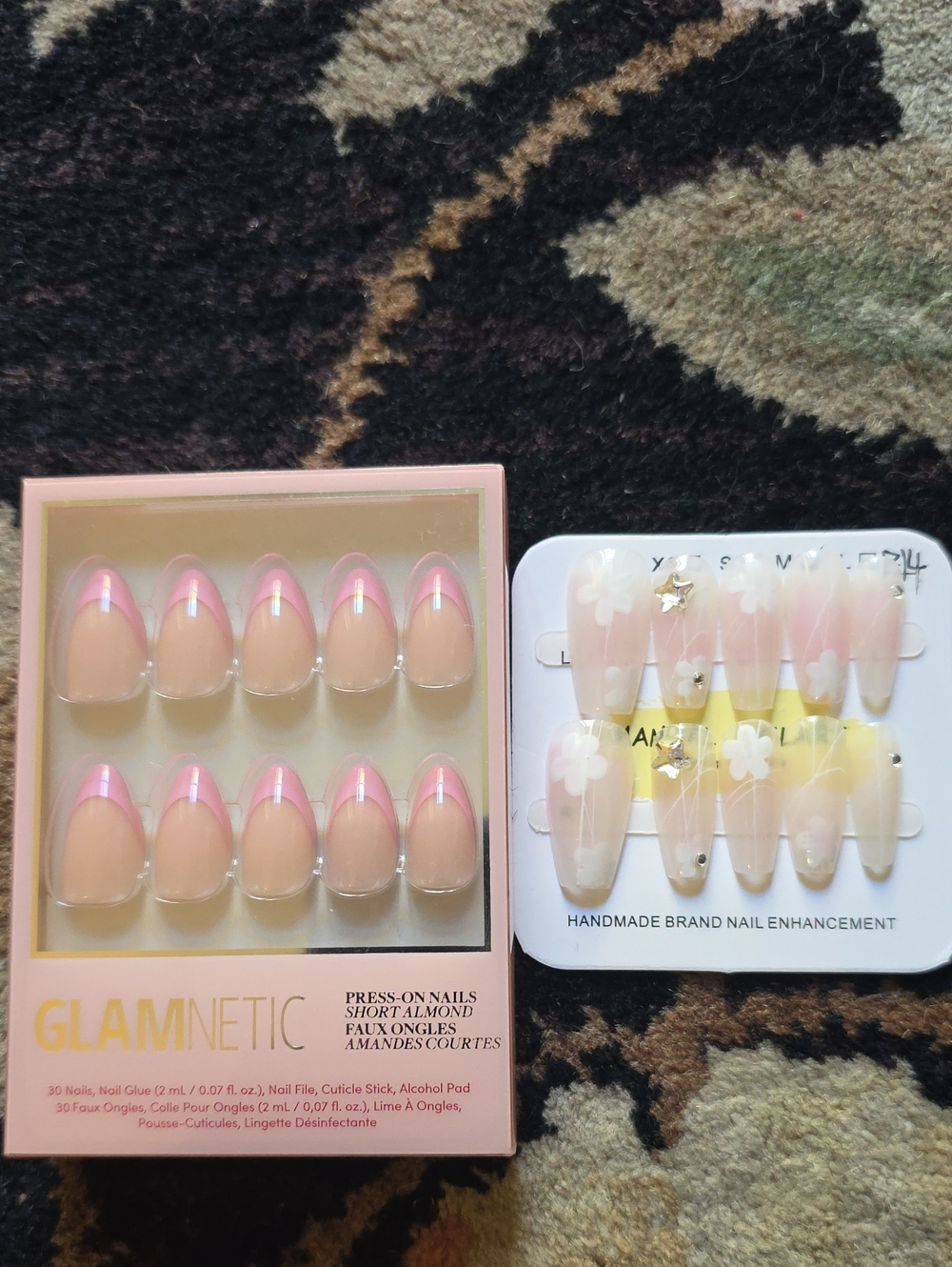 Glamnetic Short Almond Pink Tip Press-On Nails Pink Macaron Bundle